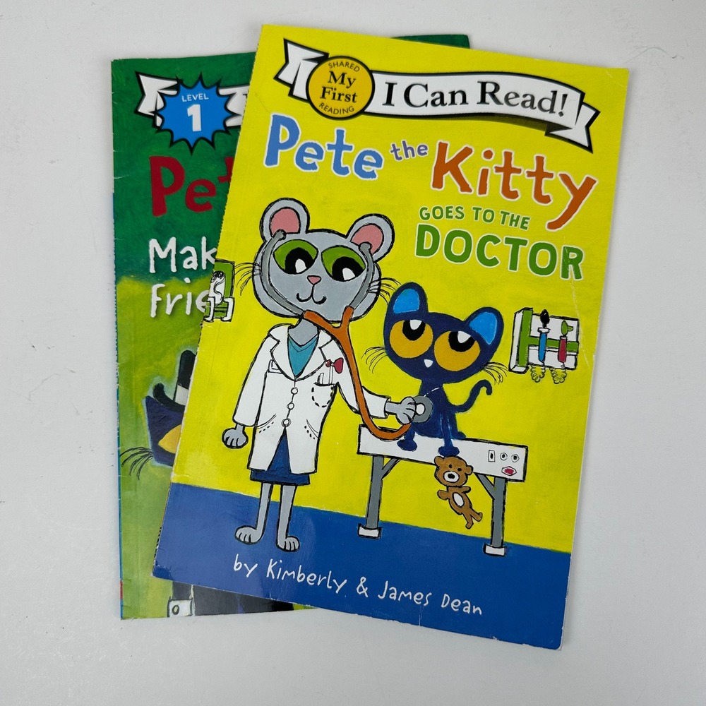 Pete the Cat & Kitty I Can Read Book Lot Level 1 Making Friends Goes to Doctor